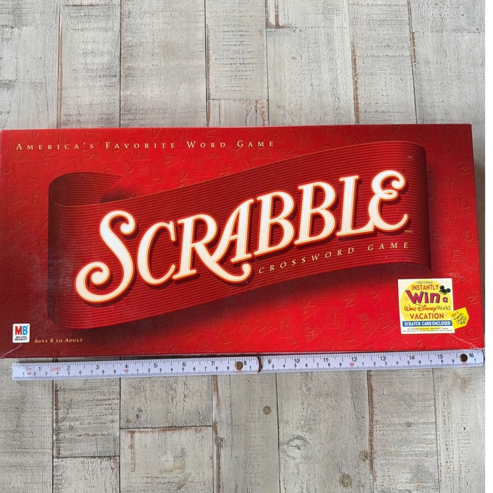 Scrabble Crossword Game 2001 Milton Bradley Hasbro Wood Tiles Brain Complete Y2K
